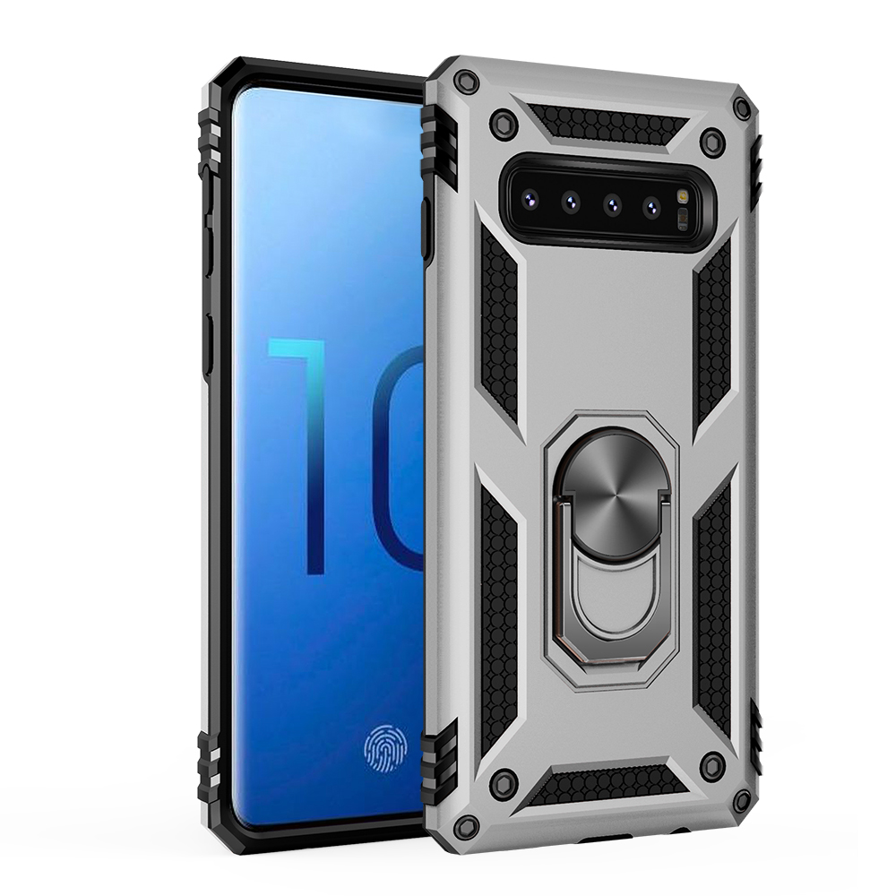 Galaxy S10e Tech Armor RING Grip Case with Metal Plate (Silver)